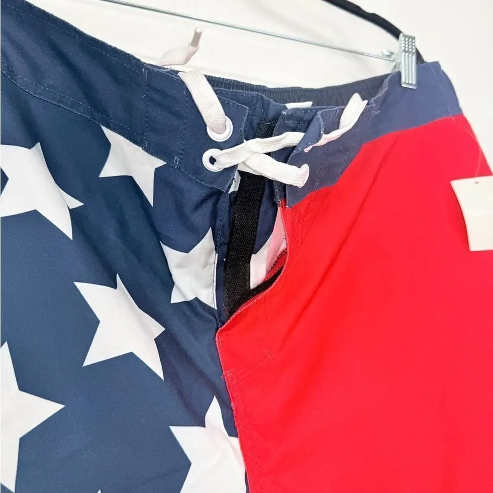 Meijer Red White Blue Starry Unlined Patriotic Board Americana Swim Shorts